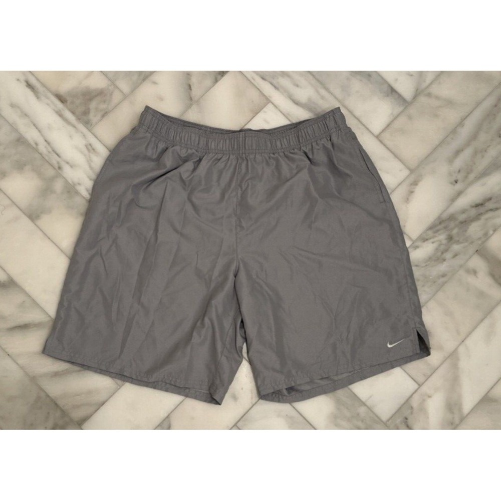 Nike Men's XXL Gray Swim Trunks With Liner 9" Volley Short